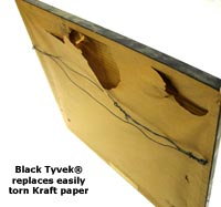 Black Tyvek backing paper replaces Kraft paper used on picture frames, which can easily tear. Buy Black Tyvek paper from Material Concepts, an authorized Tyvek distributor.