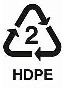 Number 2 HDPE recycling symbol for High Density Polyethylene.