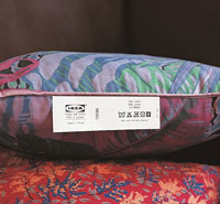 Tyvek tag on cushion.